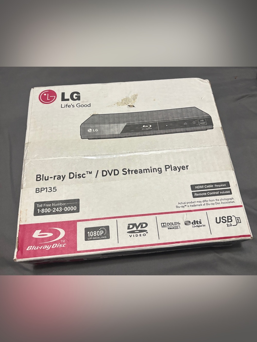 LG Black and Pink Blu-ray/DVD Streaming Player Box
